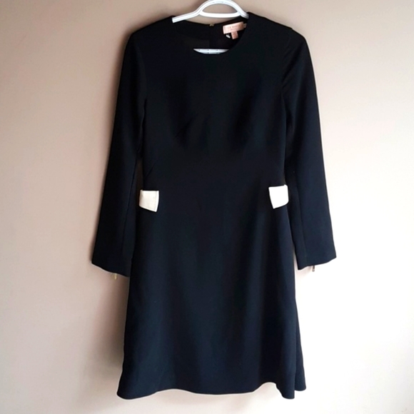 TED BAKER Black Emorly Dress with Side Bows Size 1 - Picture 3 of 10